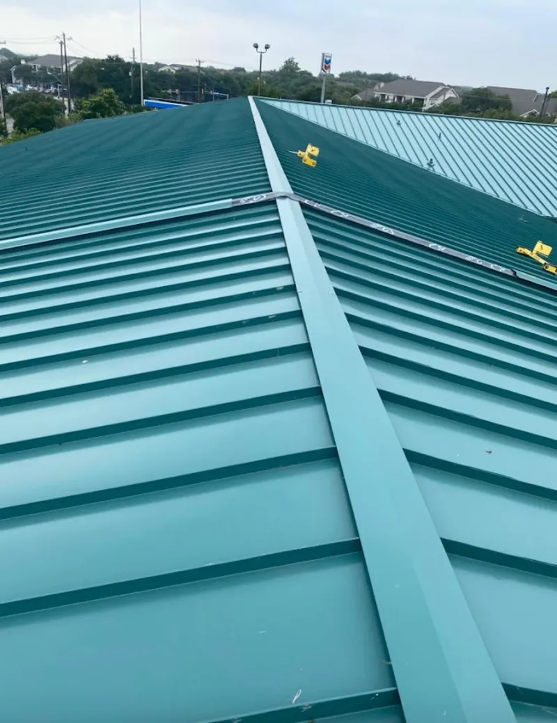 Green commercial metal roof ridge and valley for Metal Roof Repair in Palm Coast